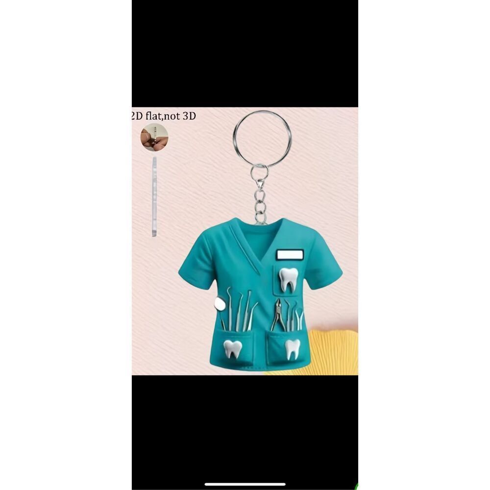Dental Scrubs Keychain Dentist Hygienist Tooth Charm Gift